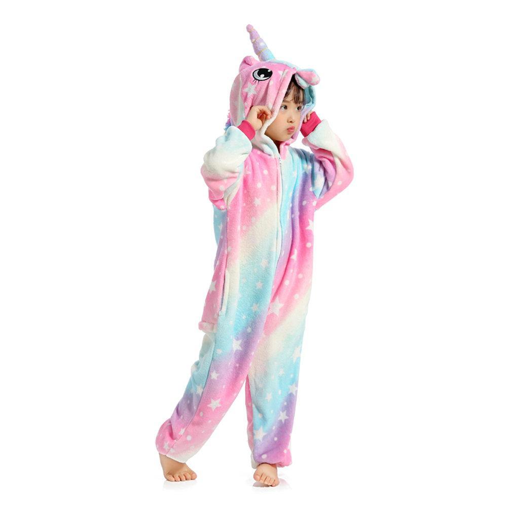 Kids Animal Pink Unicorn Kigurumi Onesies Pajamas costume