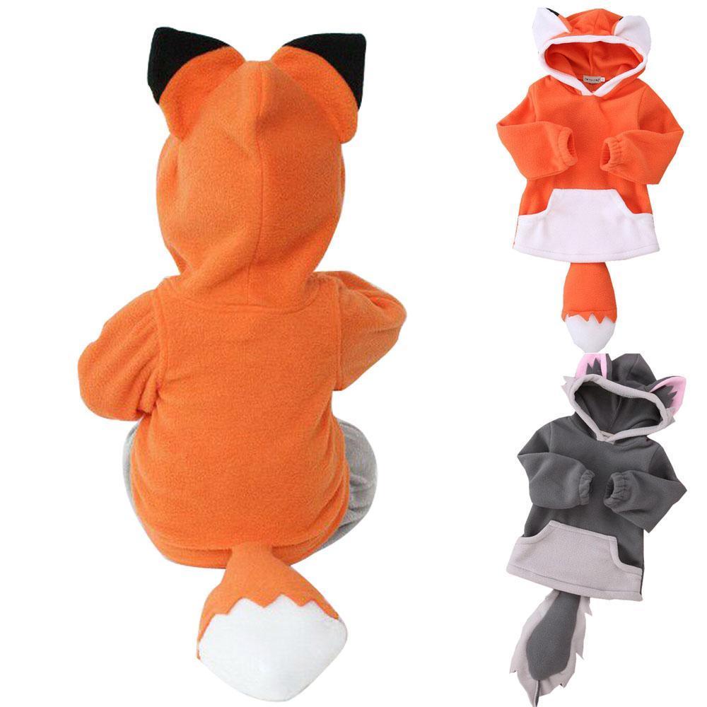 Kids Polar Fleece Animal Fox Cartoon Hooded Coat Jacket