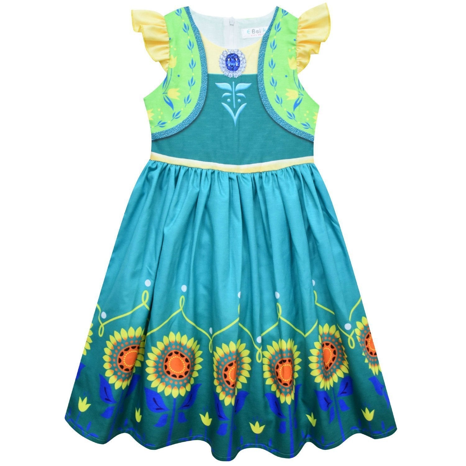 Frozen Anna Cosplay Sleeveless Pleated Dress for Kids