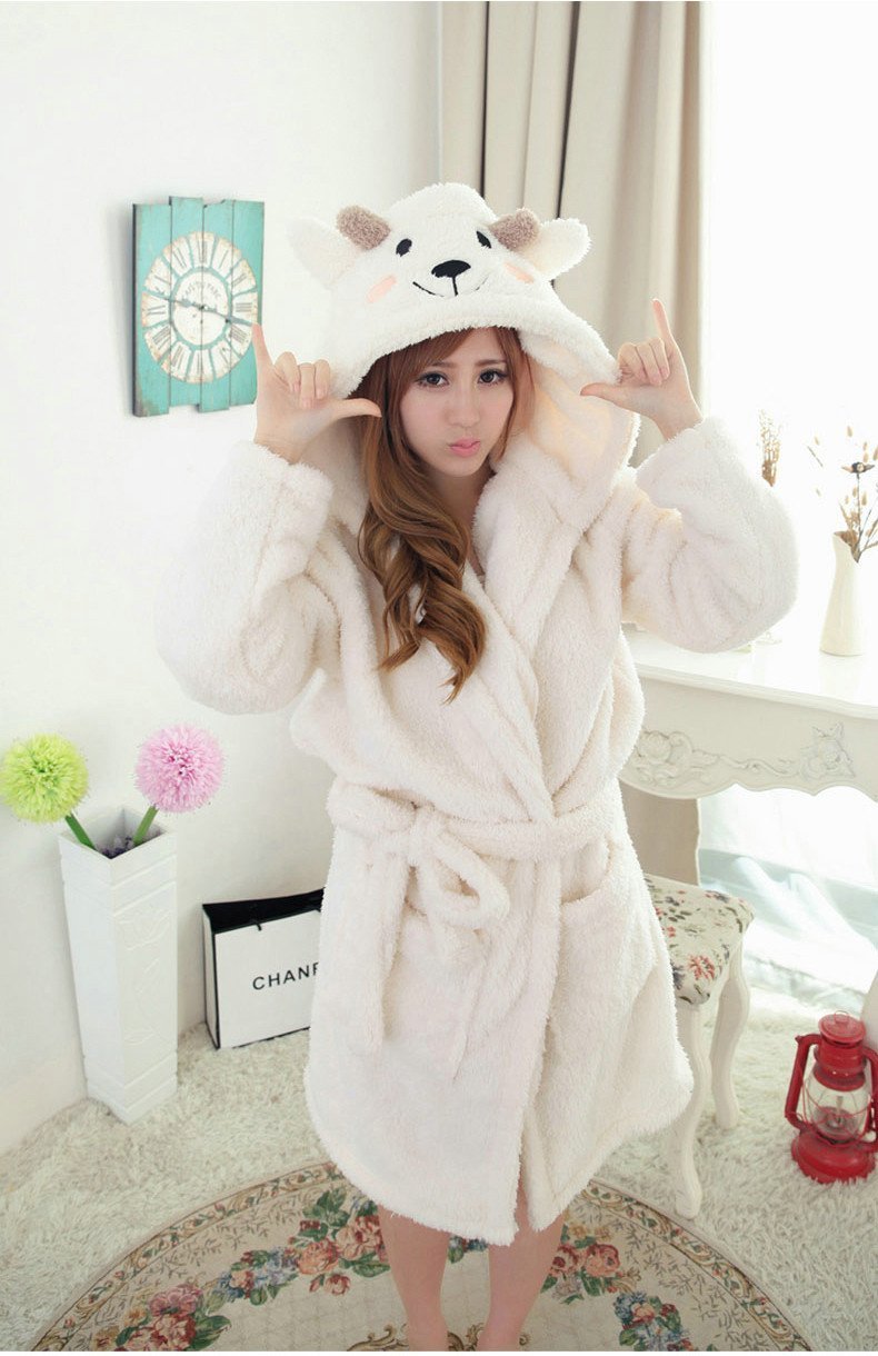 White Sheep Pajamas Winter Onesie Coral Fleece Kigurumi Robe