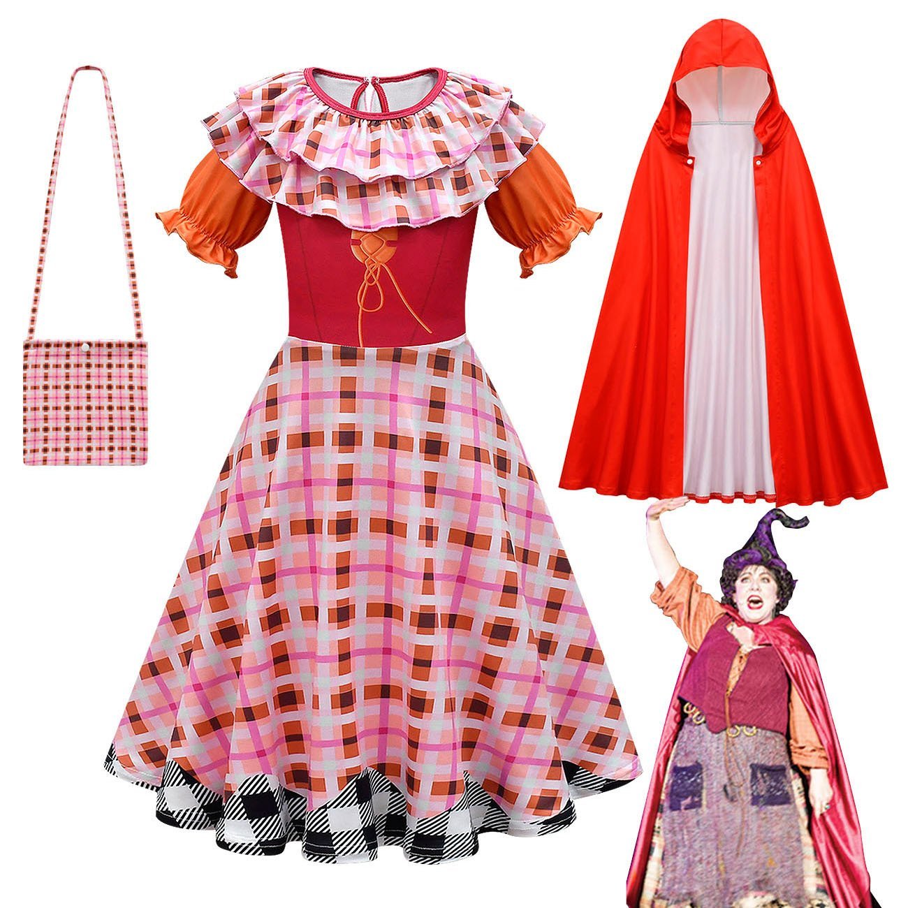 Girl's hocus pocus Mary Sanderson Cosplay Suit Costume Dress Outfits for kids