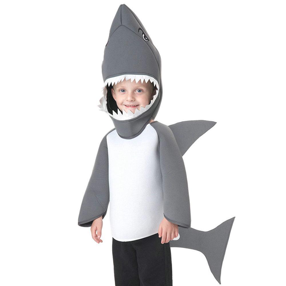 Halloween Party Performance Shark Hooded Kids Animal Cosplay Costume