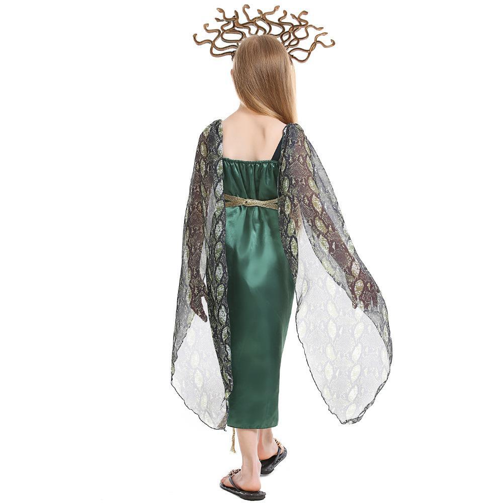 Kids Greek mythology blue Medusa Gorgon cosplay Halloween costume
