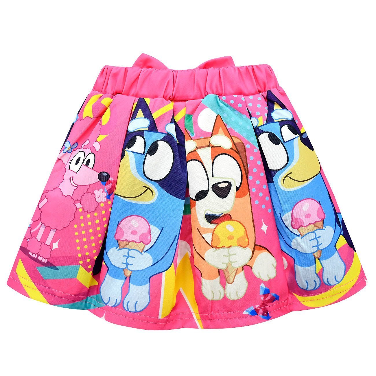 Bruy Short Sleeve Cartoon Pleated Skirt Bag Hat Set