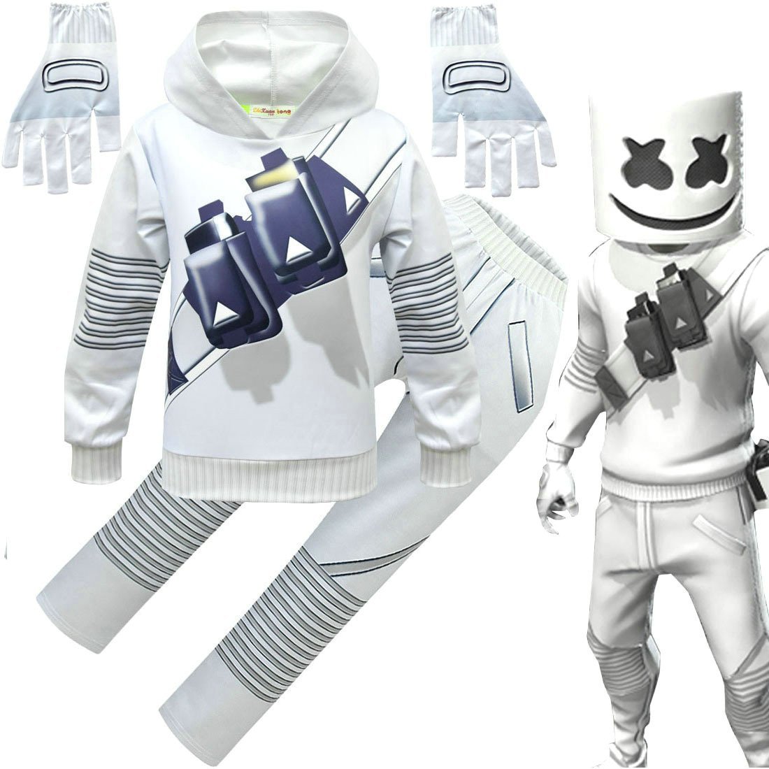 DJ Marshmello Chris Comstock Costume Top Pants Sets for Kids