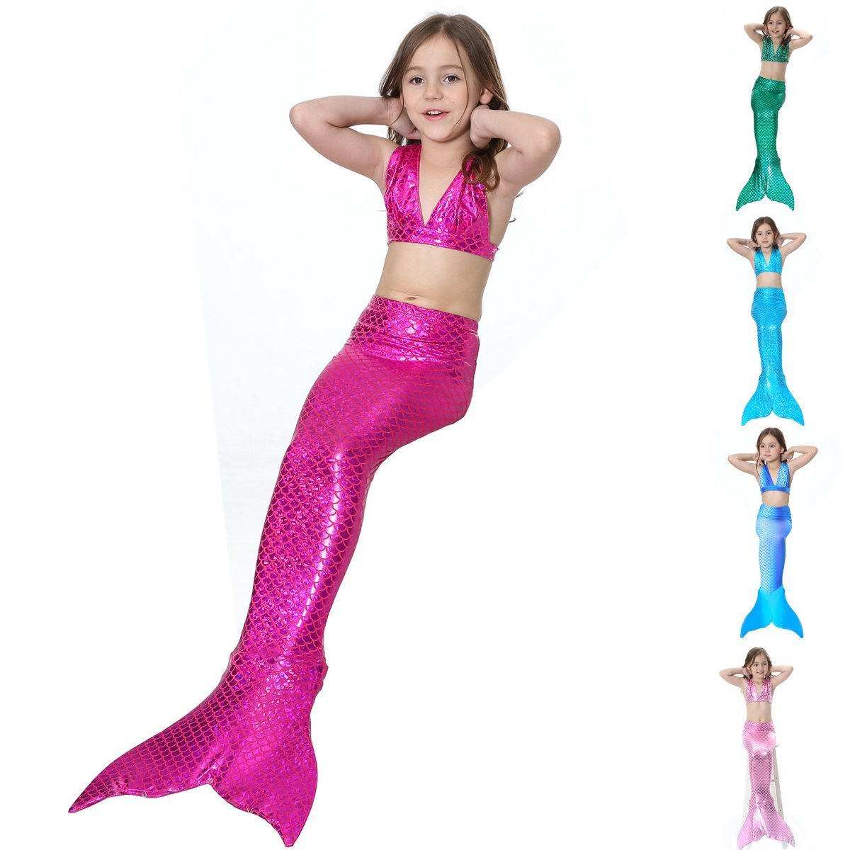 Girl Kids Mermaid Tail Swimwear Bikini Set Bathing Suit Fancy Costume
