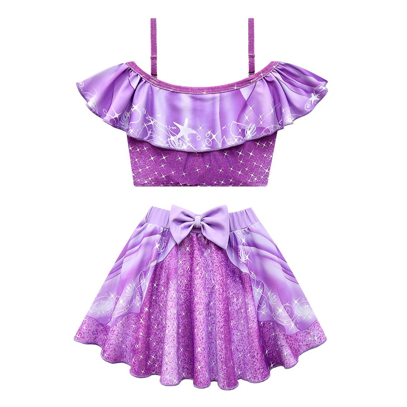 LePei Sandy Ariel Aurora Princess 2pcs Kids Swimsuit Set Cartoon Swimwear Outfits Bathing Suit for Girls