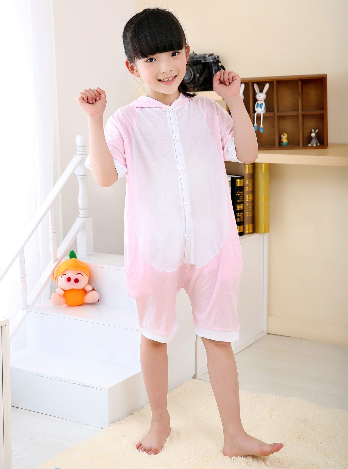 Pink Pig kigurumi kids Animal Onesies Summer Pajamas Costume