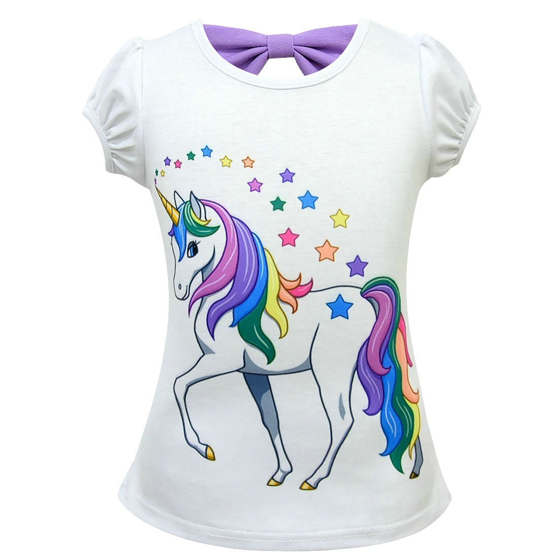 Unicorn Cartoon Mesh Tutu Dress Short Sleeve T-shirt Set for Kids