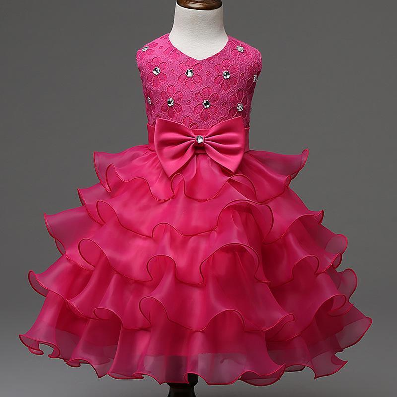 Kids Little Girls' Dress Solid Colored Flower Party Sequins Layered Sleeveless Princess Sweet Dresses