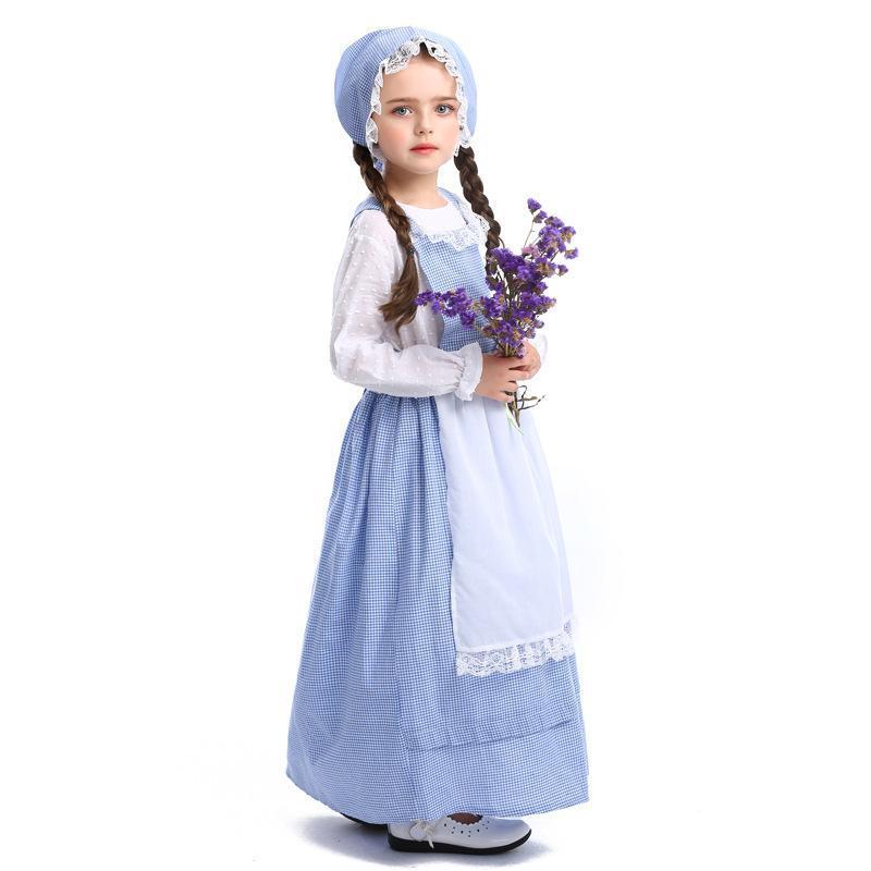 Alice Lolita Maid for kids Blue Farm Florist girl dress kids Maid Cosplay Costume
