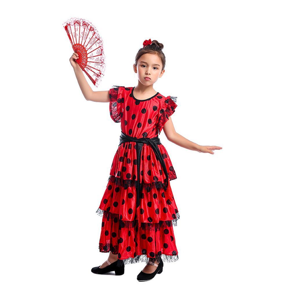 Spanish Senorita Costume Traditional Flamenco Dancer Dress Party Fancy Dresses for Girls