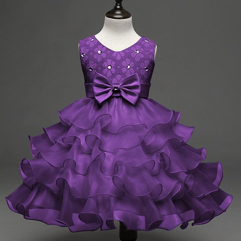 Kids Little Girls' Dress Solid Colored Flower Party Sequins Layered Sleeveless Princess Sweet Dresses