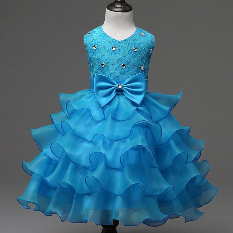 Kids Little Girls' Dress Solid Colored Flower Party Sequins Layered Sleeveless Princess Sweet Dresses