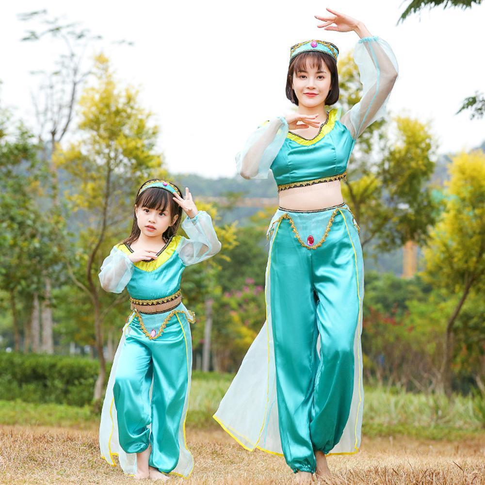 Aladdin Princess jasmine cosplay costumes dress for mom and me