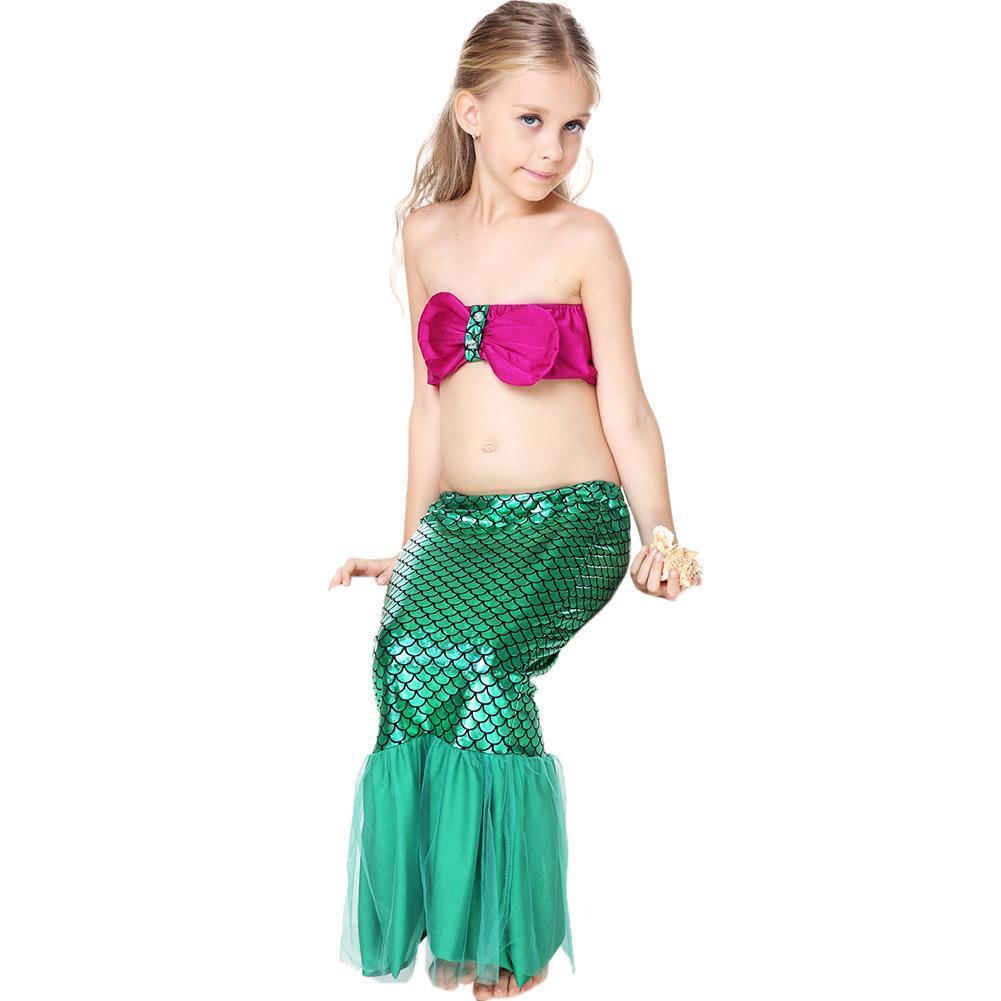 Little Mermaid Tail Children Kids Swimsuit Beach Swimwear Costume