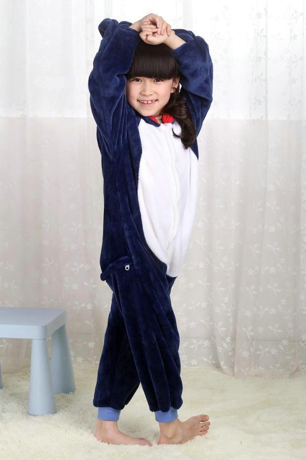 Blue Shark Kigurumi Pajamas Onesie Kid Flannel Animal Hoodie