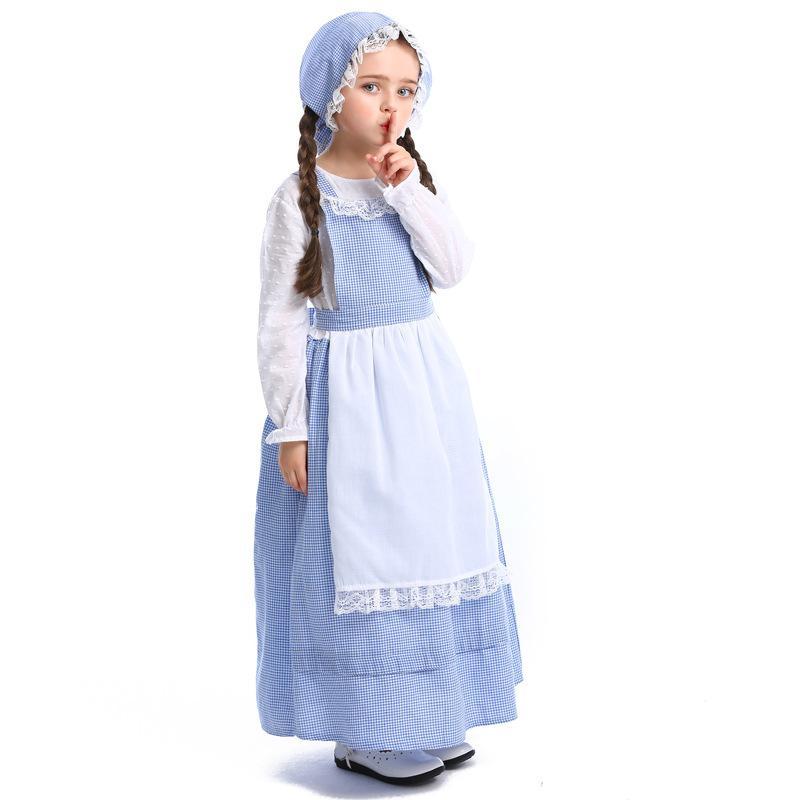 Alice Lolita Maid for kids Blue Farm Florist girl dress kids Maid Cosplay Costume