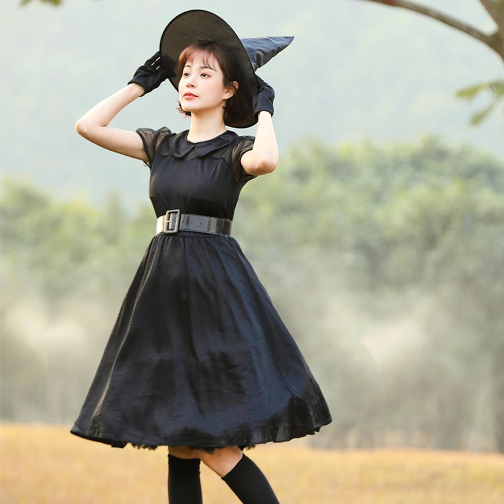 Black mesh magic witch parent-child  cosplay costumes dress