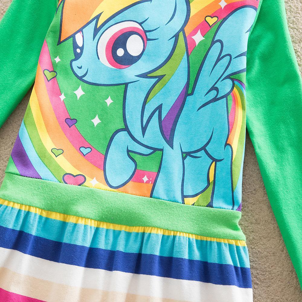 Little Girls' Dress Unicorn Striped Cartoon Rainbow Print Knee-length Long Sleeve Active Cute Dresses