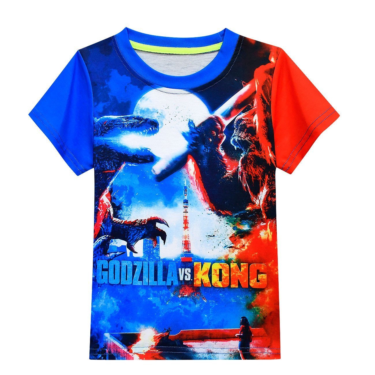 Kids Godzilla Vs Kong Printed Short Sleeve Crew Neck T-Shirt for Boys