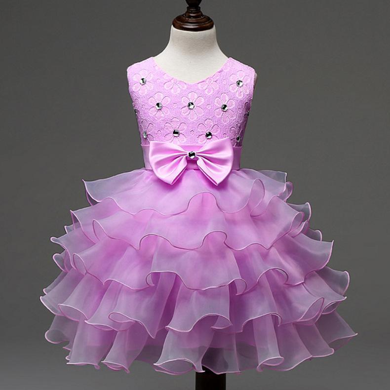 Kids Little Girls' Dress Solid Colored Flower Party Sequins Layered Sleeveless Princess Sweet Dresses