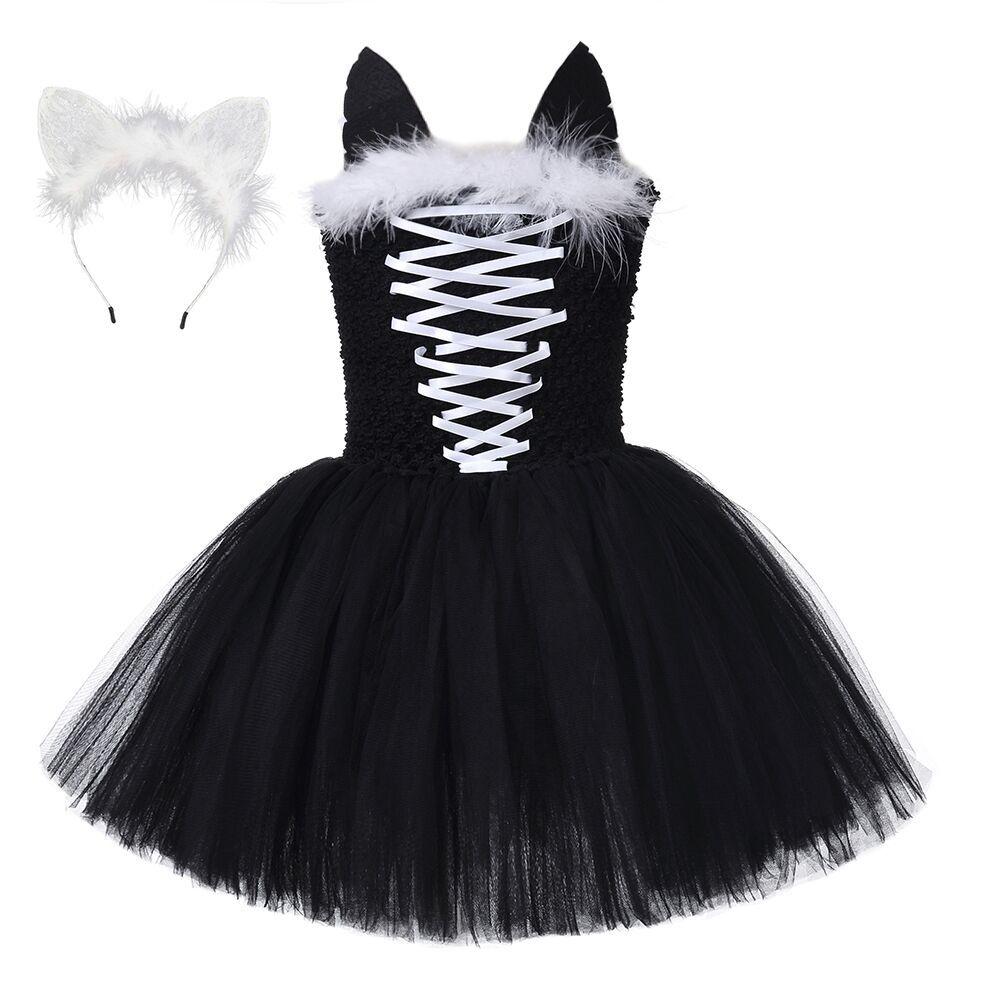cute cat black Tutu Dress for Baby Girl Halloween Cartoon Costume