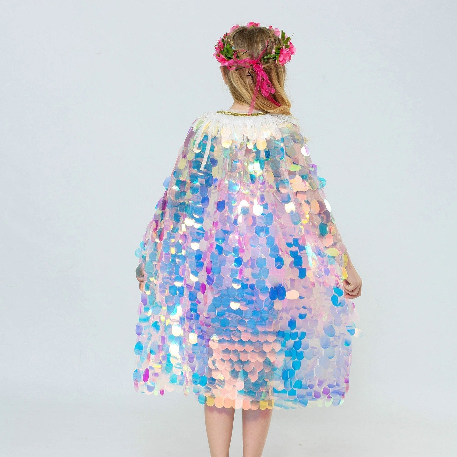 Mermaid Shiny Beads Cute Princess Sweet Cape Cloak for Girl