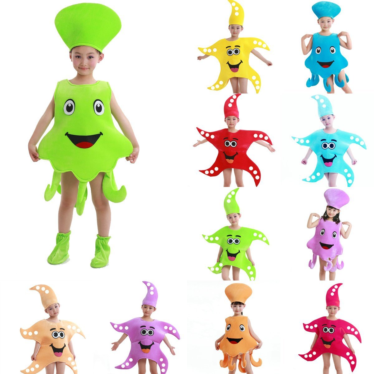 Cartoon Starfish Octopus Children Kids Gift Kigurumi Costume