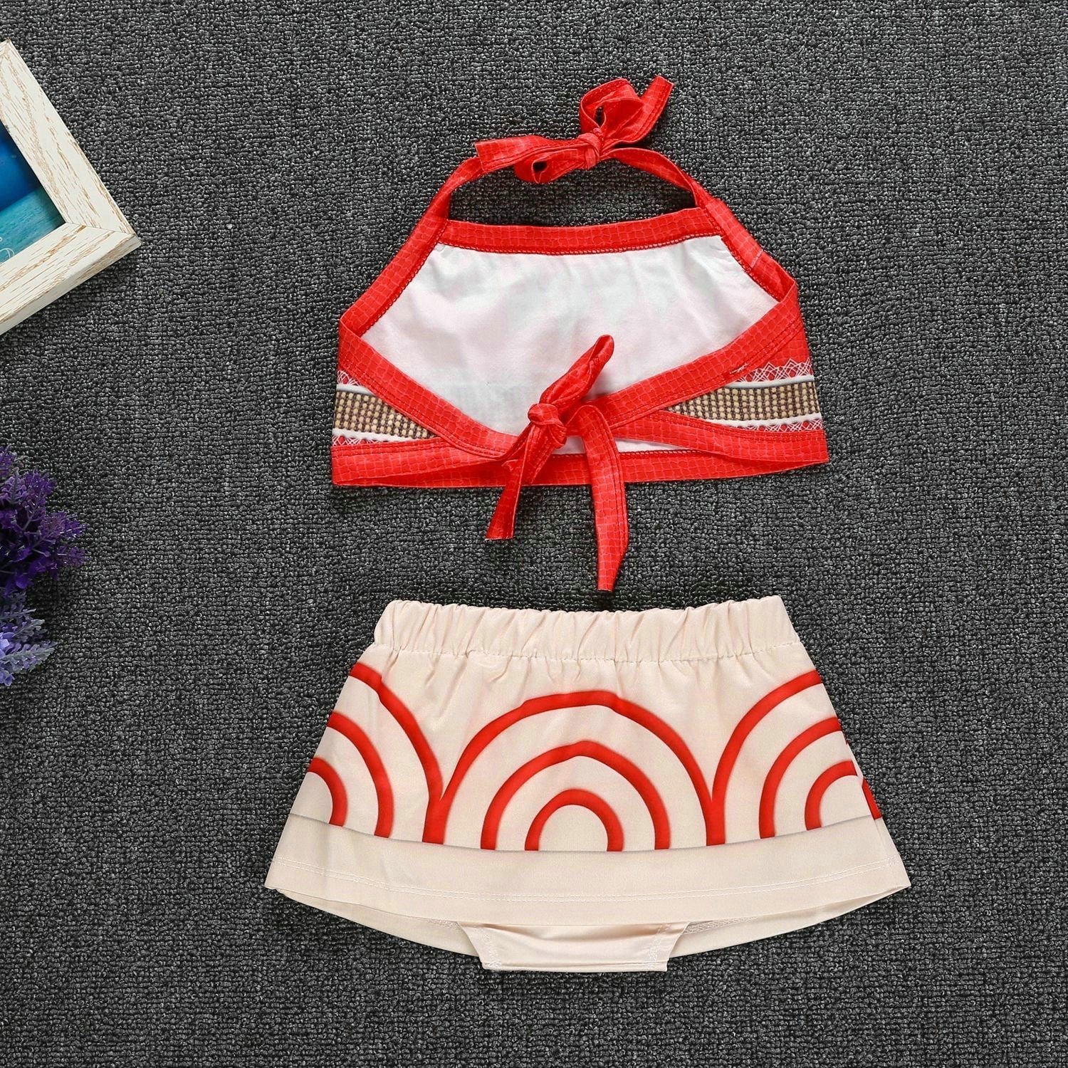 Kids Day Moana Halter Sling Apron Dress Pants Set for Toddler and Girl