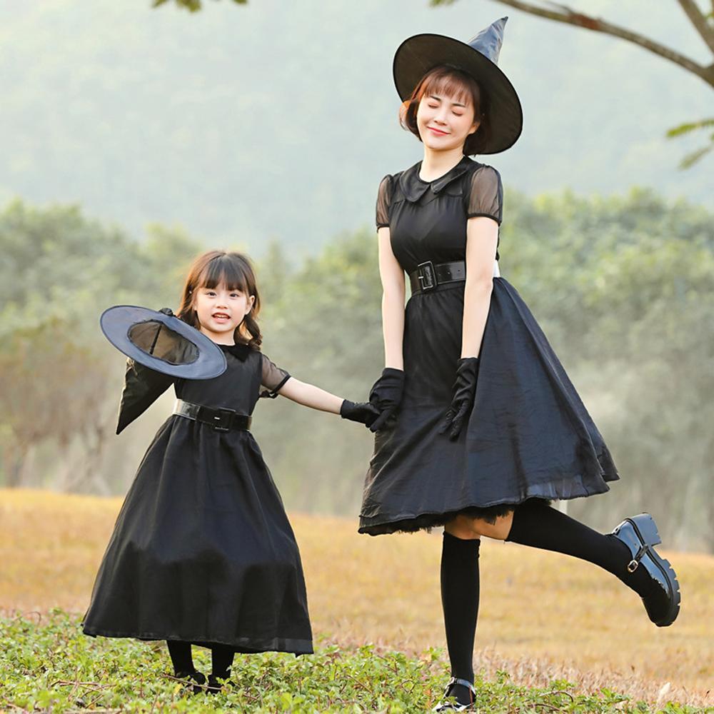 Black mesh magic witch parent-child  cosplay costumes dress