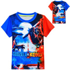 Kids Godzilla Vs Kong Printed Short Sleeve Crew Neck T-Shirt for Boys