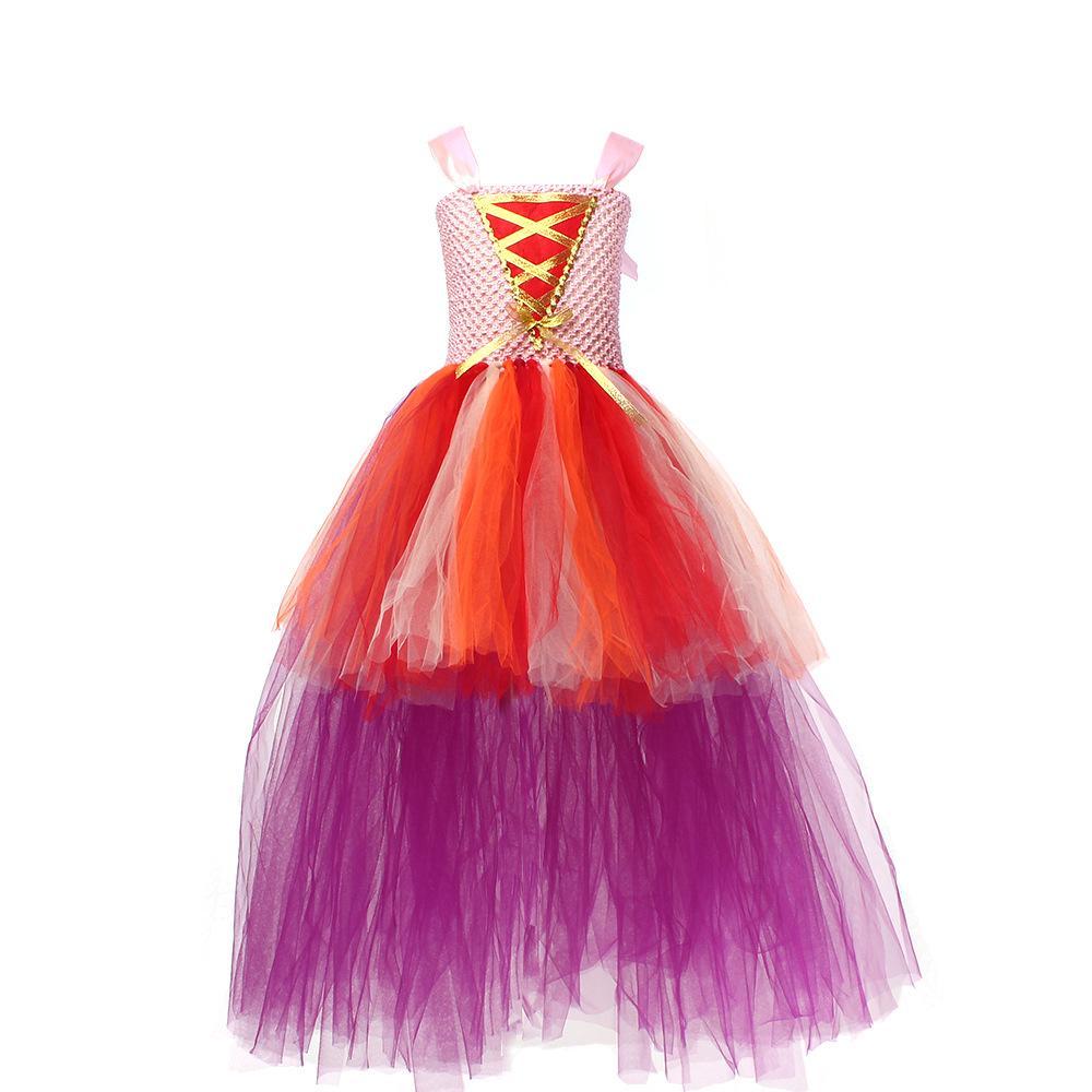 Girl Hocus Pocus Sanderson sisters Winifred Sarah Mary Tutu Dress for kids Halloween Cartoon Costume - Azufun