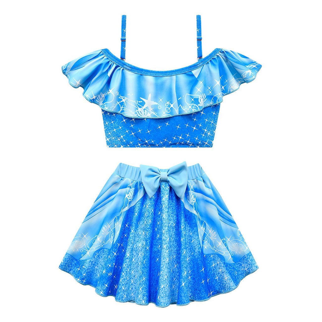 LePei Sandy Ariel Aurora Princess 2pcs Kids Swimsuit Set Cartoon Swimwear Outfits Bathing Suit for Girls