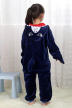 Blue Shark Kigurumi Pajamas Onesie Kid Flannel Animal Hoodie - Azufun