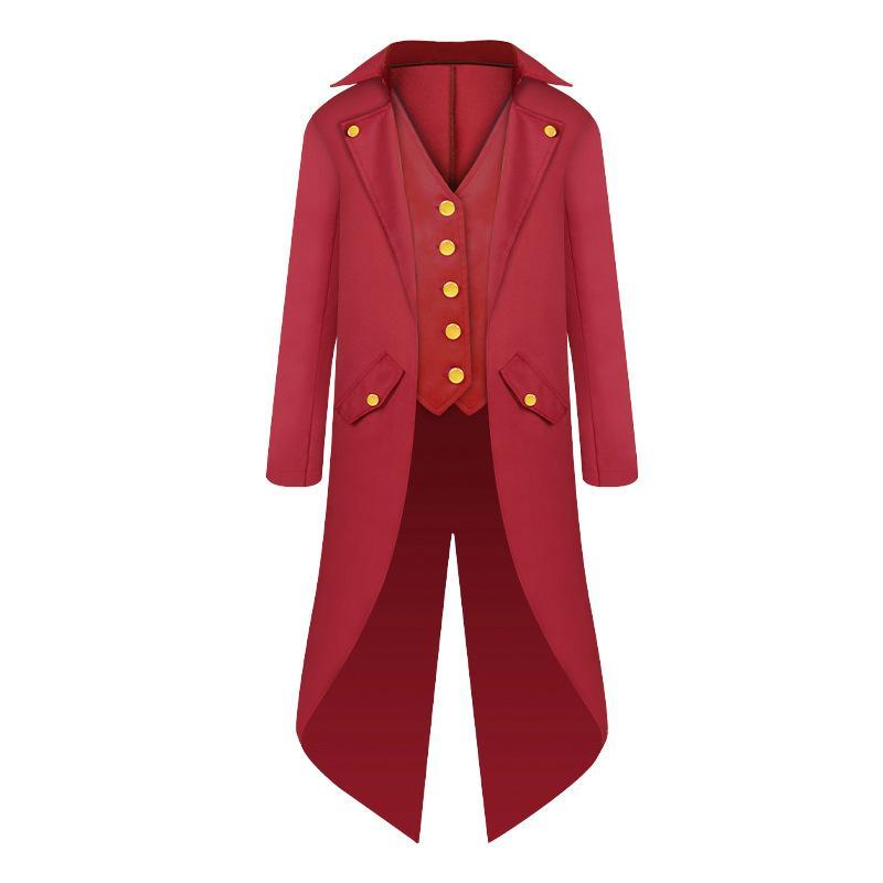 Vampire Gothic Jackets Vintage Halloween Costumes Medieval Steampunk Tailcoat Coat for kids - Azufun