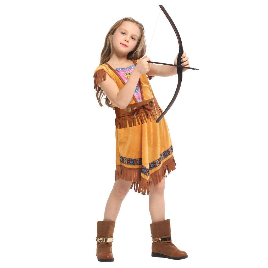Kids Indian Princess Huntress Cosplay Costume Girls Halloween Dress Up Outfit