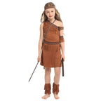 Indian Princess Cosplay Costumes Hunter Halloween Girl Dress Outfit for Kids