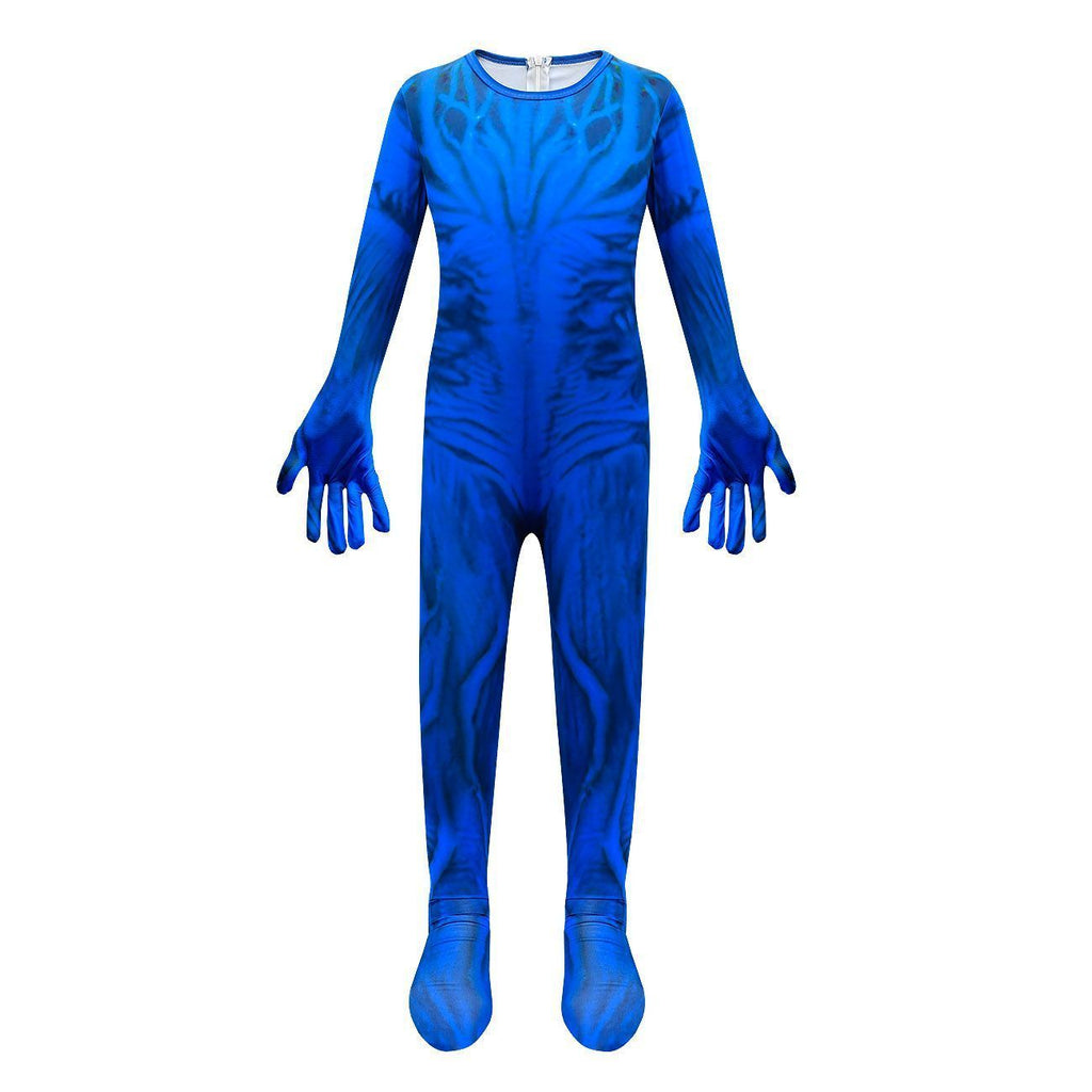 Blue Stranger Things 4 Cosplay Costumes Jumpsuit Romper Halloween Outfit For Kids - Azufun