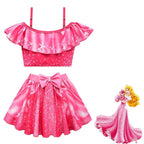 LePei Sandy Ariel Aurora Princess 2pcs Kids Swimsuit Set Cartoon Swimwear Outfits Bathing Suit for Girls
