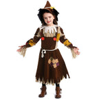 Kids Cosplay Costume The Wizard of Oz Scarecrow Fancy Dress Up Halloween Outfit Suit for Girls