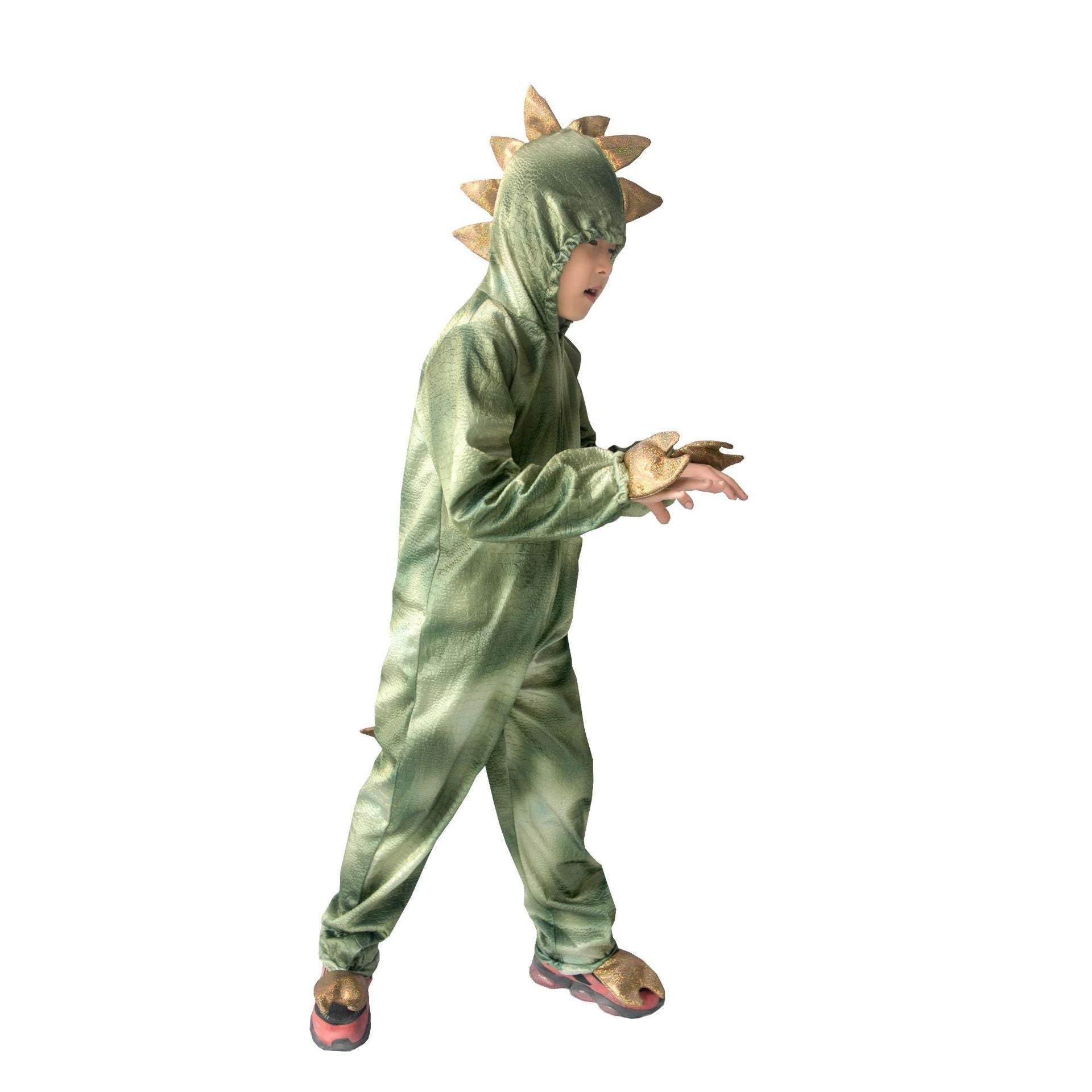 Dinosaur Cosplay Costume Halloween Hooded Green Dino Jumpsuit for Boys Kids