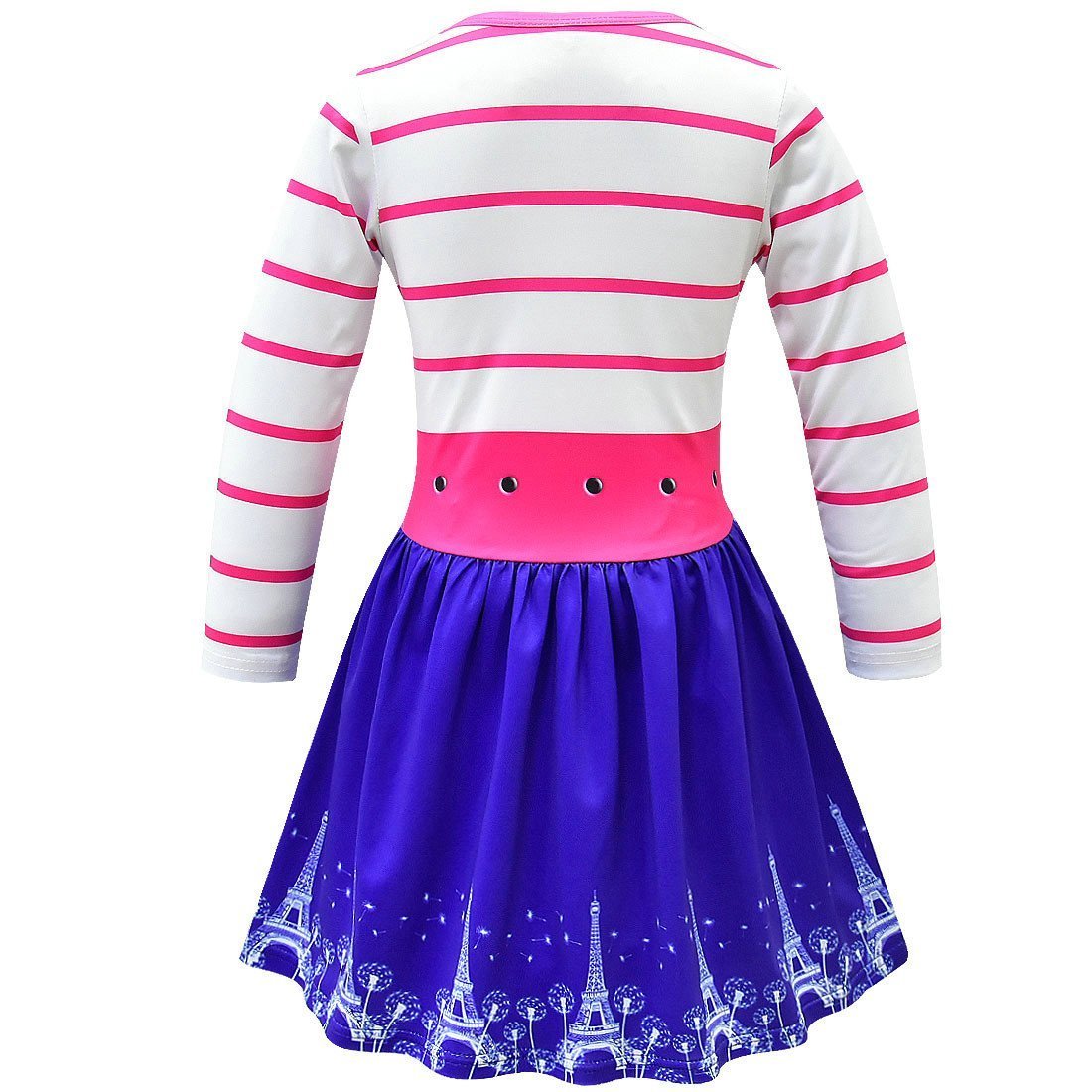 Fancy Nancy Cosplay Striped Long Sleeve Dress for Kids - Azufun