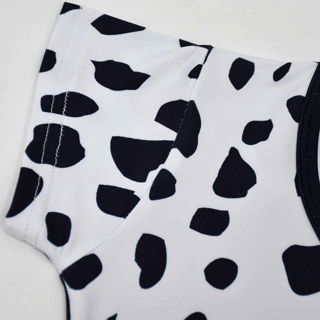 Cruella Costume Cosplay Dress Up Halloween Outfits Role Play Spotted Dot Ruffle Dresses for Girls