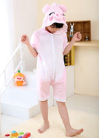 Pink Pig kigurumi kids Animal Onesies Summer Pajamas Costume - Azufun