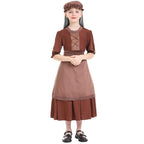 Brown wolf granny maid cosplay costumes colony girl dress for Kids - Azufun