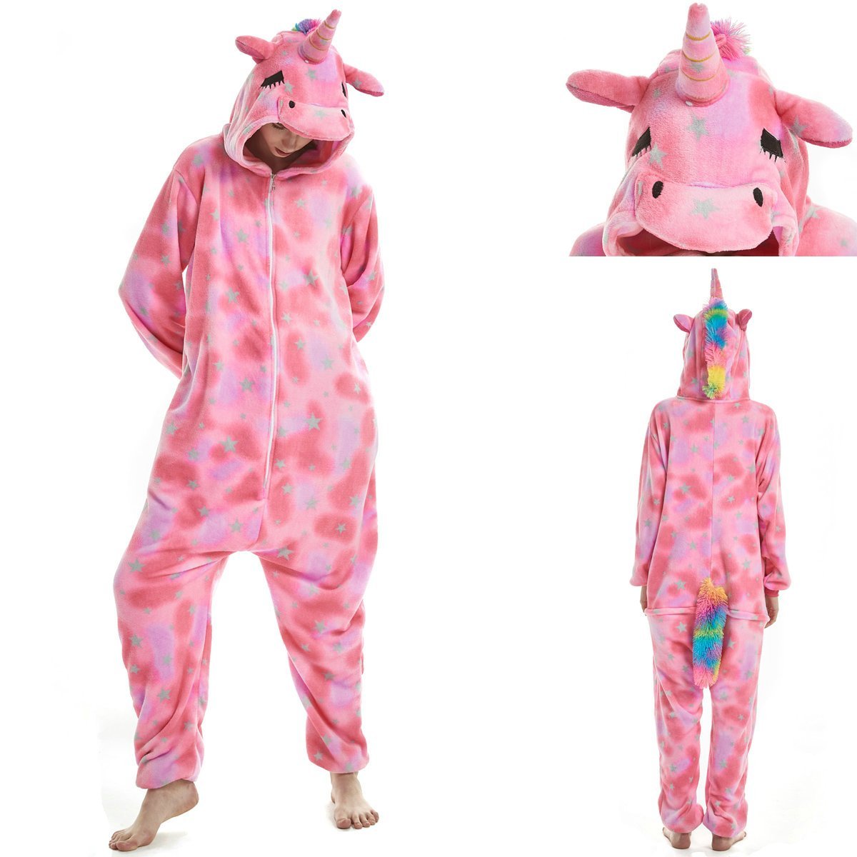 Unisex Adult Cartoon Unicorn Kigurumi Onesie Costume Pajamas - Azufun