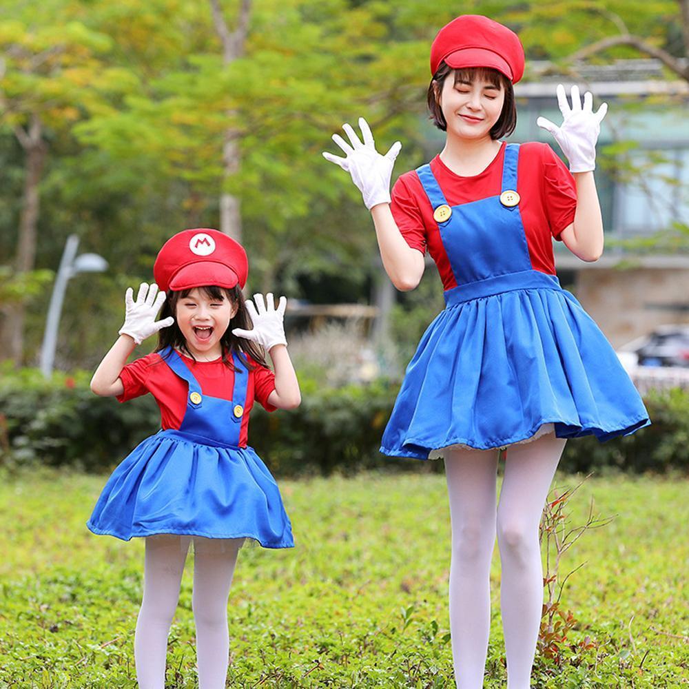 Plumber uniform cosplay costumes dress for mom and me - Azufun