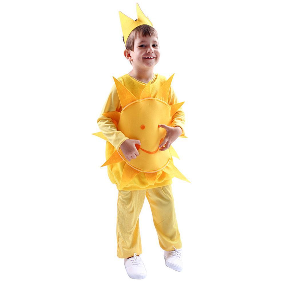 Kids Sun Cosplay Costume Funny Yellow Jumpsuit  Halloween Party Romper for Child