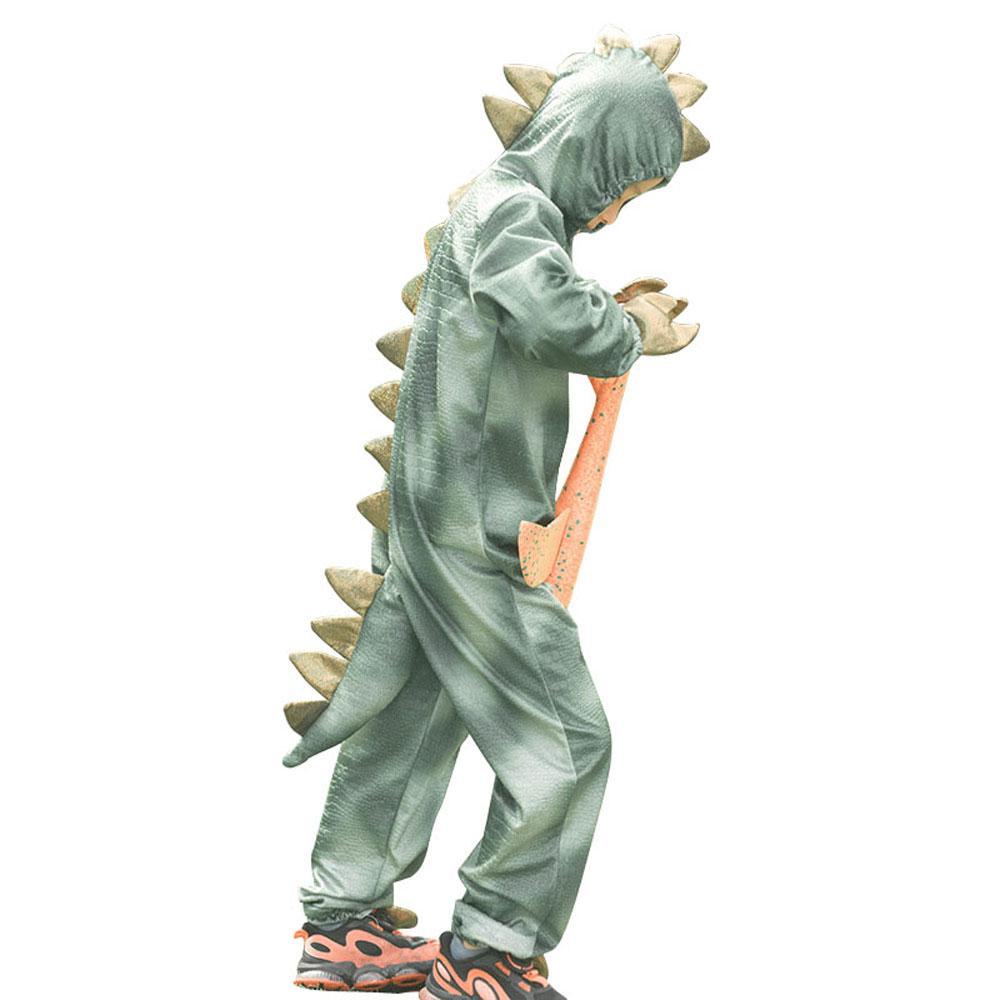 Dinosaur Cosplay Costume Halloween Hooded Green Dino Jumpsuit for Boys Kids